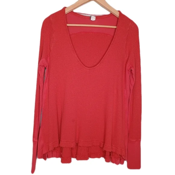 Free People Waffle Knit Distressed Sweater - Picture 1 of 13